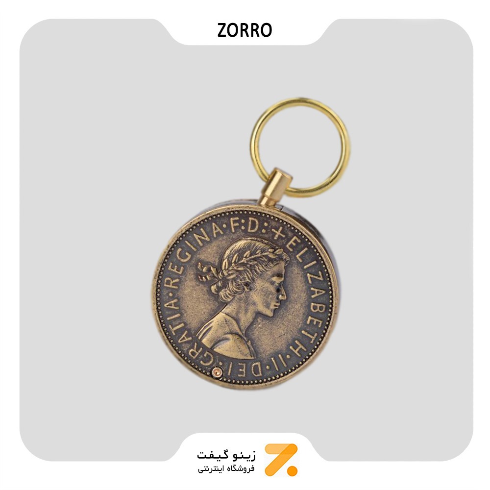 Zorro Lighter Elizabeth Coin​ فندک بنزینی زورو طرح سکه الیزابت رنگ مسی