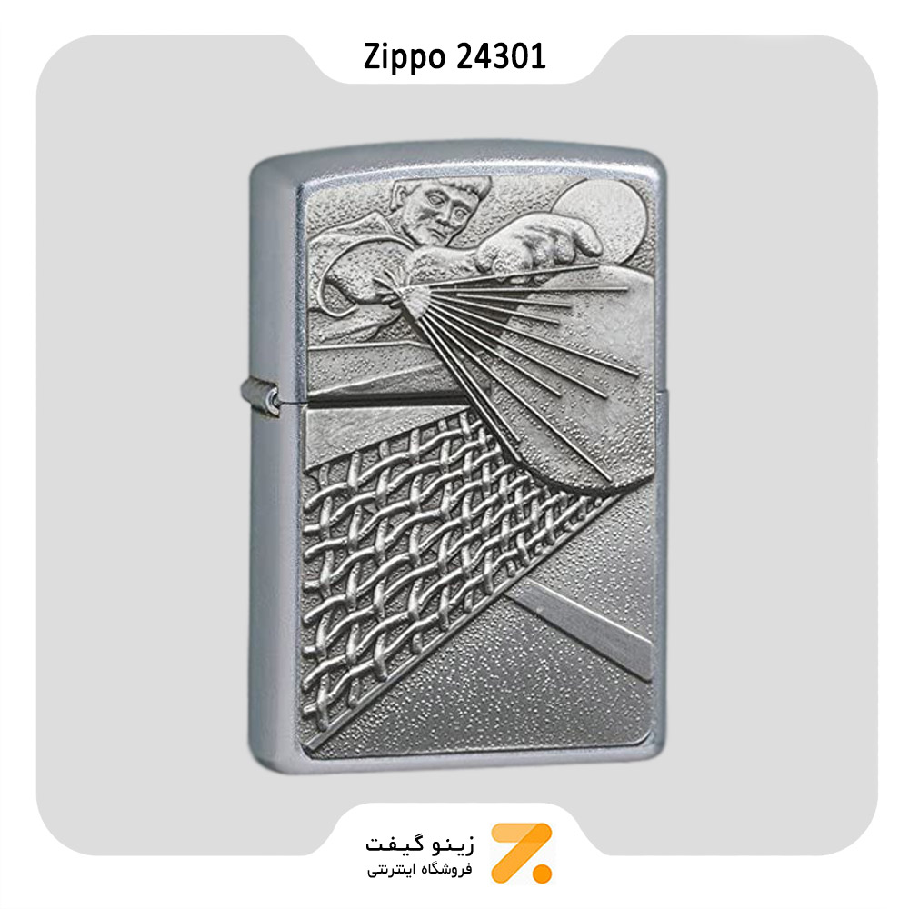 فندک بنزینی زیپو طرح برجسته پینگ پنگ مدل 24301-​Zippo Lighter 24301 BS Ping Pong Surp