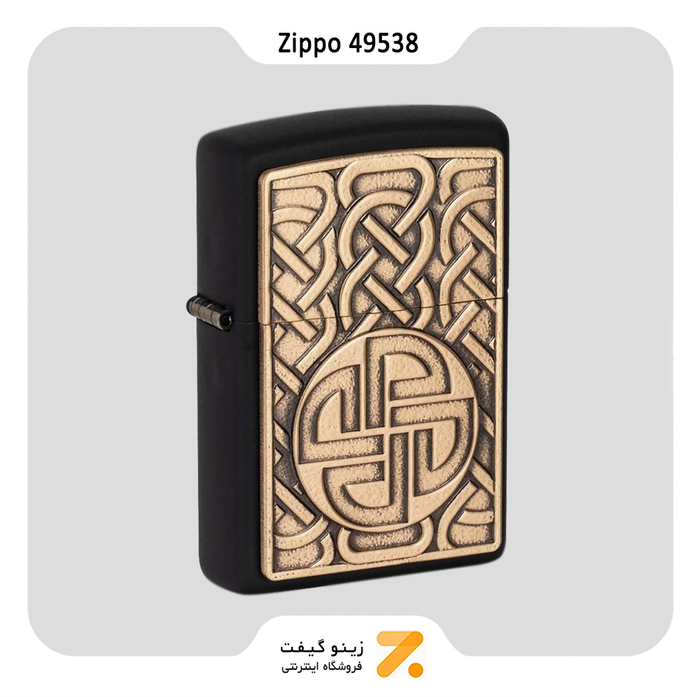 فندک بنزینی زیپو طرح برجسته گره سپر نوردیک مدل 49538-Zippo Lighter ​49538 218 NORSE ANTIQUE BRASS EMB
