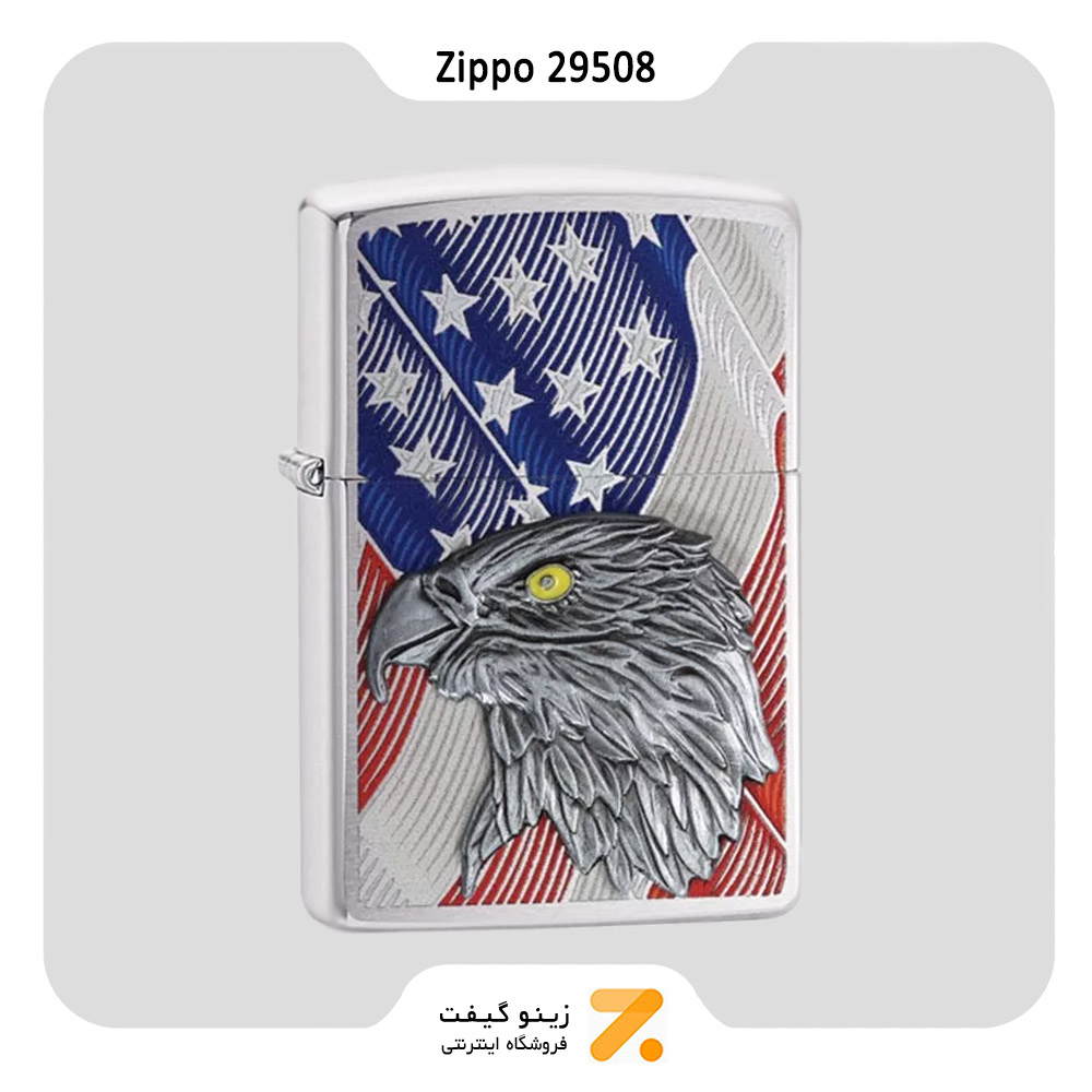 فندک زیپو مدل 29508 طرح پرچم امریکا و طرح برجسته عقاب