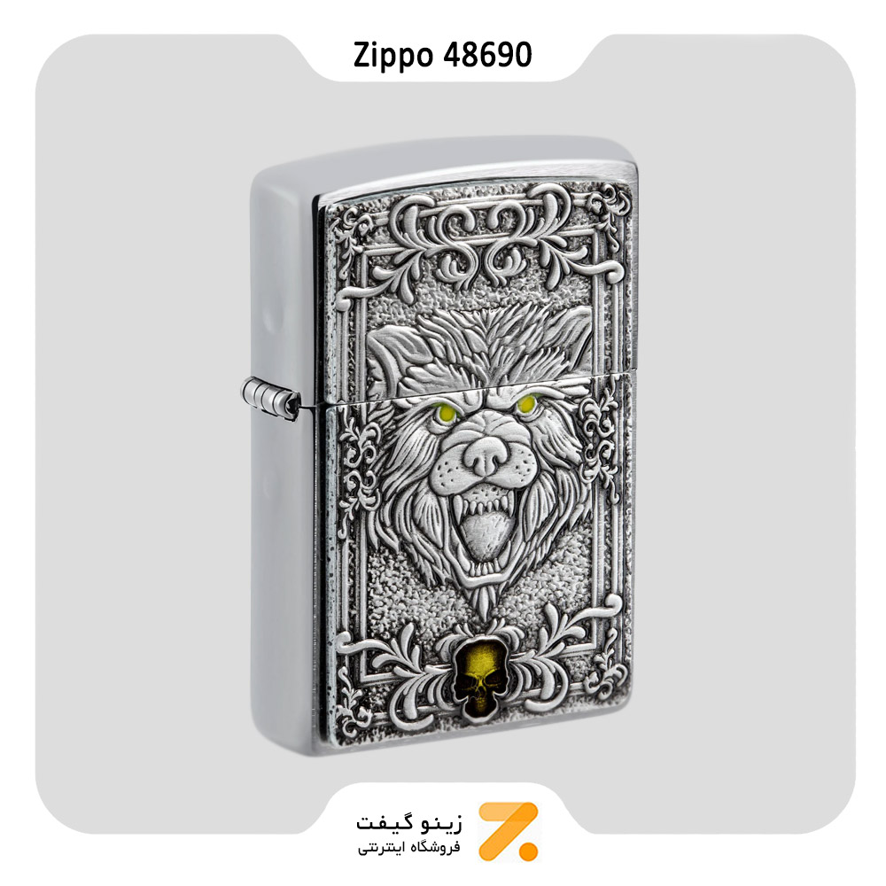 فندک زیپو مدل 48690 طرح برجسته گرگ