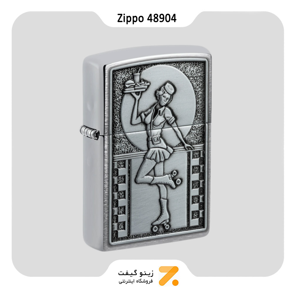 فندک زیپو مدل 48904 طرح برجسته پیشخدمت اسکیت سوار