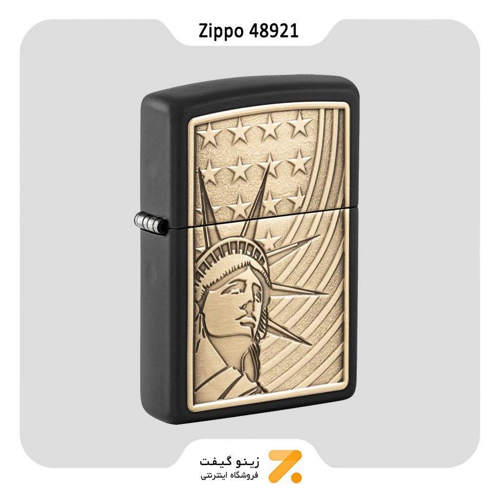 فندک زیپو مدل 48921 طرح برجسته مجسمه آزادی