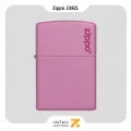 فندک زیپو صورتی طرح لوگو زیپو مدل 238 زد ال-​Zippo Lighter 238ZL PINK MATTE