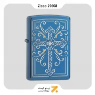 Zippo Lighter 29608 20446 ELEGANT CROSS DESIGN فندک بنزینی زیپو آبی طرح صلیب مدل 29608