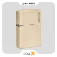 فندک بنزینی رنگ کرم طرح لوگو زیپو مدل 49453 زد ال-​Zippo Lighter 49453ZL Flat Sand Zippo Logo