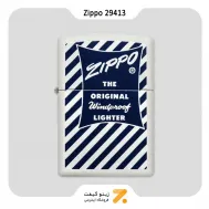 فندک بنزینی زیپو رنگ سفید یادبود سال 1958 مدل Zippo Lighter 29413 214 ZIPPO BLUE WHITE 1958-59