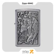 فندک بنزینی زیپو طرح برجسته جمجمه و فرشته مدل 49442-Zippo Lighter ​49442-087183 207 SKULL AND ANGEL​E