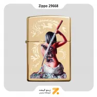 فندک بنزینی زیپو طرح دختر اژدها و شمشیر سامورایی مدل 29668-​Zippo Lighter 29668 254B MAZZI