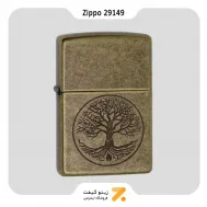 فندک بنزینی زیپو طرح درخت زندگی مدل 29149-Zippo Lighter 29149 Tree Of Life Antique Brass