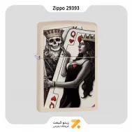 فندک بنزینی زیپو طرح شاه اسکلت و ملکه زیبایی مدل Zippo Lighter 29393 216 SKUL KING QUEEN BEAUTY