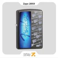 فندک بنزینی زیپو طرح لوگو کمپانی و گیتار فندر مدل 28959-​Zippo Lighter 28959 28378 FENDER GYUTAR