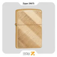 فندک بنزینی زیپو طلایی طرح خطوط مورب مدل 29675-​Zippo Lighter 29675 DIAGONAL WEAVE BRASS