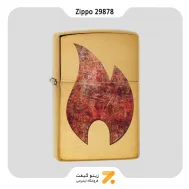 فندک بنزینی زیپو طلایی طرح شعله مدل 29878-​Zippo Lighter 29878 204B RUSTY FLAME DESIGN