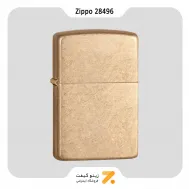 فندک بنزینی زیپو طلایی مدل 28496-Zippo Lighter 28496 ARMOR TUMBLED BRASS