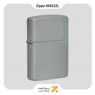 فندک بنزینی زیپو طوسی طرح لوگو زیپو مدل 49452 زد ال-Zippo Lighter 49452zl Flat Gray Zippo Logo