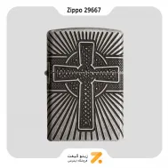 فندک بنزینی زیپو مدل 29667 طرح صلیب و خط-Zippo Lighter 29667 28973 CELTIC CROSS DESIGN
