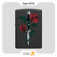 فندک زیپو آسفالتی طرح گل و خنجر مدل 49778-Zippo Lighter 49778 ROSE DAGGER TATTO DESIGN