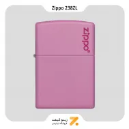 فندک زیپو صورتی طرح لوگو زیپو مدل 238 زد ال-​Zippo Lighter 238ZL PINK MATTE