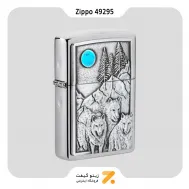 فندک زیپو طرح برجسته گرگ و ماه مدل 49295-Zippo Lighter 49295 Wolfpack and moon Emblem