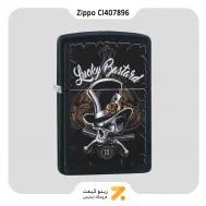 فندک زیپو طرح جمجمه با کلاه مدل سی آی 407896-Zippo Lighter 218 CI407896 SKELETON TOP HAT DESI