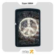فندک زیپو مدل 28864 طرح پرچم امریکا و لوگو صلح-​Zippo Lighter 28864 218 PEACE ON FLAG