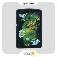 ​Zippo Lighter 29839 218 DRAGON فندک بنزینی زیپو مشکی طرح اژدها سبز مدل 29839