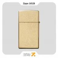 1652B فندک بنزینی زیپو طلایی سری اسلیم طرح گل مدل-Zippo Lighter 1652B-BRASS VENETIAN SLIM-720060431