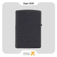 362B فندک بنزینی زیپو آسفالتی طرح برجسته لوگو زیپو مدل-Zippo Lighter 362-B Gold Zippo Logo Emblem Black Crackle