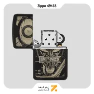 Zippo Lighter 49468 Haley Davidson فندک بنزینی زیپو هارلی دویدسون با بدنه آسفالتی مدل 49468