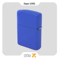 فندک بنزینی زیپو آبی طرح لوگو زیپو مدل 229 زد ال-Zippo Lighter 229ZL ROYAL BLUE MATTE