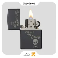 فندک بنزینی زیپو تلفیق نوشتار و طرح اسکلت مدل 29091-​Zippo Lighter 29091 218 LIVE FOR SOMETHING
