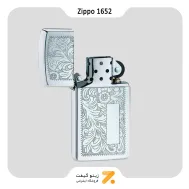 فندک بنزینی زیپو سری اسلیم طرح گل مدل 1652-Zippo Ligher 1652-HP CHROME VENETIAN