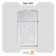 فندک بنزینی زیپو سری اسلیم طرح گل مدل 1652-Zippo Ligher 1652-HP CHROME VENETIAN