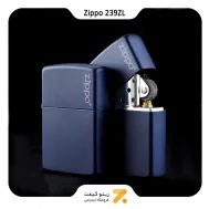 فندک بنزینی زیپو سورمه ای طرح لوگو زیپو مدل 239 زد ال-Zippo Lighter 239ZL NAVY MATTE