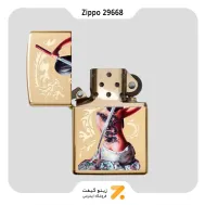 فندک بنزینی زیپو طرح دختر اژدها و شمشیر سامورایی مدل 29668-​Zippo Lighter 29668 254B MAZZI