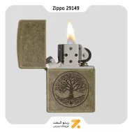 فندک بنزینی زیپو طرح درخت زندگی مدل 29149-Zippo Lighter 29149 Tree Of Life Antique Brass