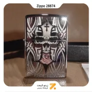 فندک بنزینی زیپو طرح صلیب و اسکلت مدل 28874-​Zippo Lighter 28874 250 SKULL CROSS