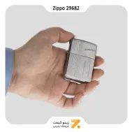 فندک بنزینی زیپو طرح لوگو زیپو مدل 29682-Zippo Lighter 29682 Initial Panel Design Lighter Silver