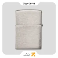 فندک بنزینی زیپو طرح لوگو زیپو مدل 29682-Zippo Lighter 29682 Initial Panel Design Lighter Silver