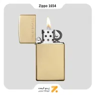 فندک بنزینی زیپو طلایی سری اسلیم مدل 1654-Zippo Lighter 1654-SLIM BRASS SOLID BRASS