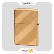 فندک بنزینی زیپو طلایی طرح خطوط مورب مدل 29675-​Zippo Lighter 29675 DIAGONAL WEAVE BRASS