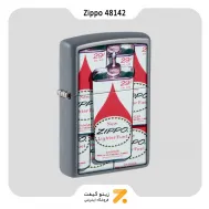 فندک بنزینی زیپو طوسی طرح قوطی سوخت زیپو مدل 48142-​Zippo Lighter 48142 49452 FUEL CAN DESIGN