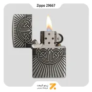 فندک بنزینی زیپو مدل 29667 طرح صلیب و خط-Zippo Lighter 29667 28973 CELTIC CROSS DESIGN
