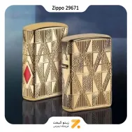 فندک بنزینی زیپو مدل 29671  روکش طلا-Zippo Lighter 29671 LUXURY DIAMOND DESIGN