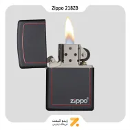فندک بنزینی زیپو مشکی با حاشیه قرمز مدل 218 زد بی-Zippo Lighter 218ZB-BLKMATTE WZIP.BORDER-720060182