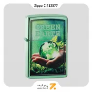 فندک زیپو سبز مدل سی آی 412377 طرح زمین سبز-Zippo Lighter 28129 CI412377 SAVE THE PLANET DESIG