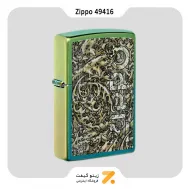 فندک زیپو سبز کهربایی طرح استتار لوگو زیپو مدل 49416-​Zippo Lighter 49416 49191 ZIPPO DESIGN