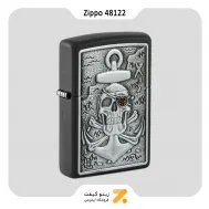 فندک زیپو مدل 48122 پلاک برجسته طرح تلفیقی لنگر و جمجمه-​Zippo Lighter 48122 Skull Anchor Emblem Design