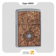 فندک زیپو مدل 49055 طرح قطب نما با روکش چوب طبیعی-Zippo Lighter 49055 207 WOODCHUCK COMPASS